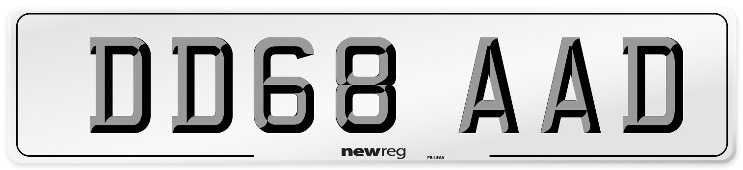 DD68 AAD Number Plate from New Reg